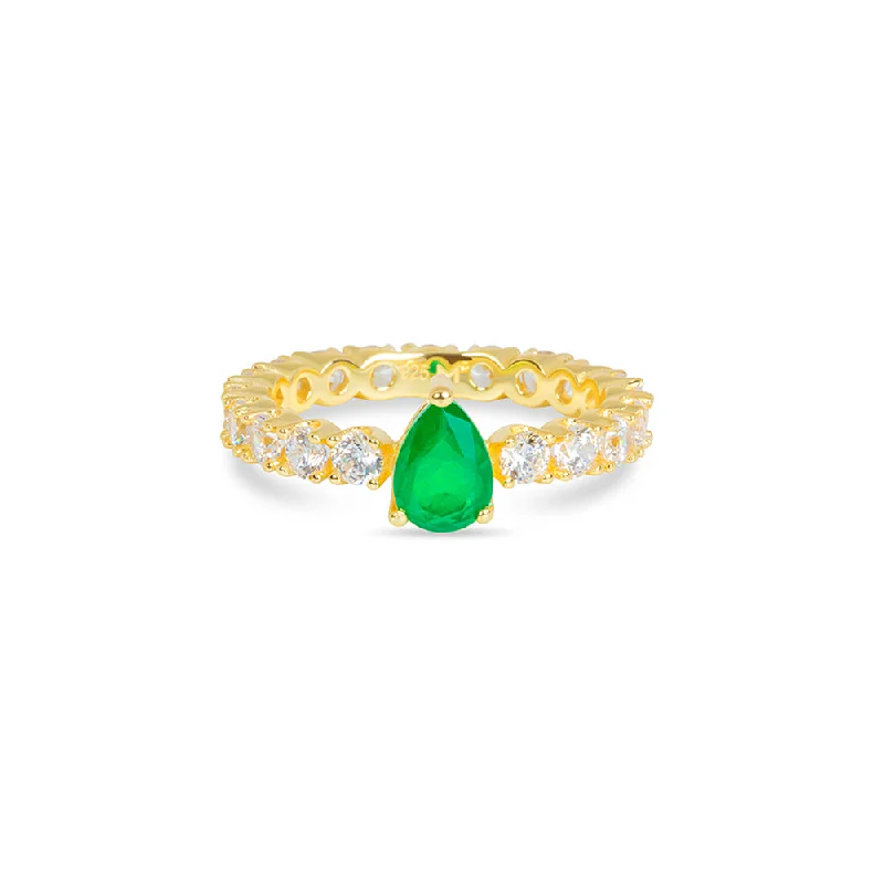 Open rings with airy bands for style -THE EMERALD PEAR ETERNITY BAND