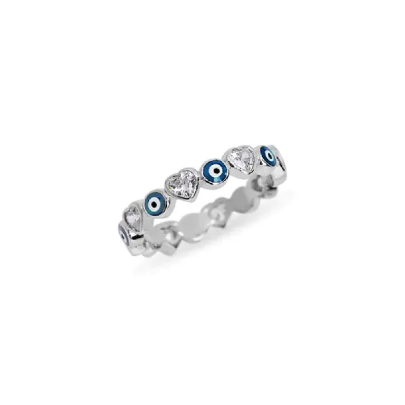 Rings featuring adjustable bands for perfect fit -THE EVIL EYE HEART ETERNITY BAND