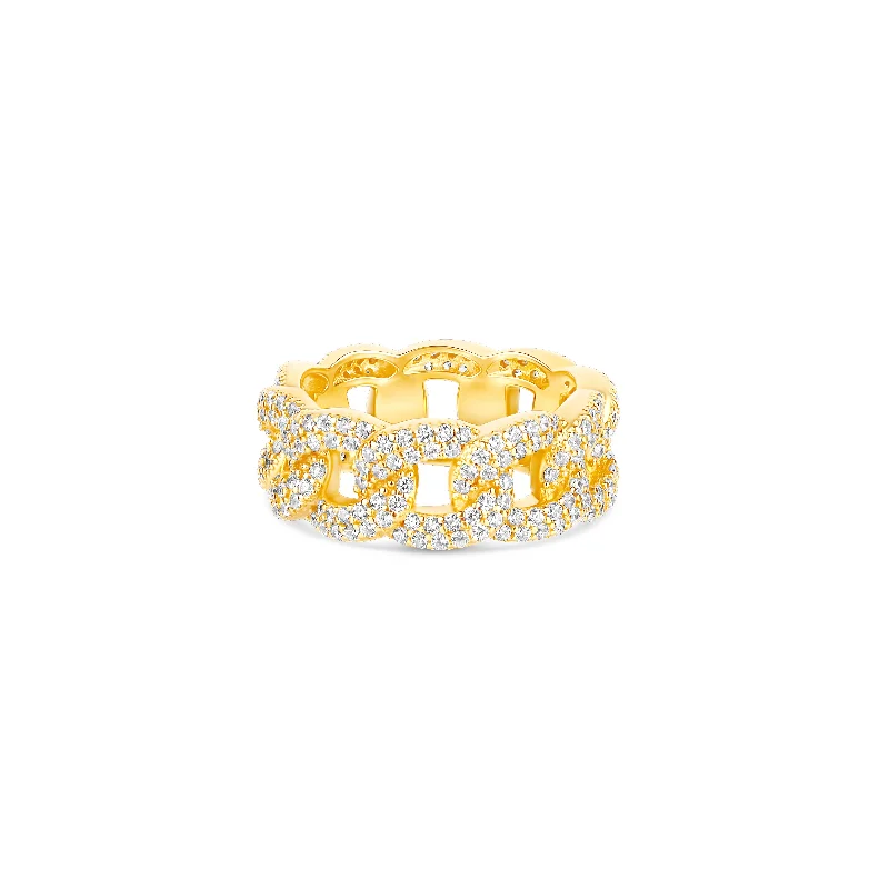 Thick rings designed for striking finger looks -THE ICED OUT CUBAN LINK RING