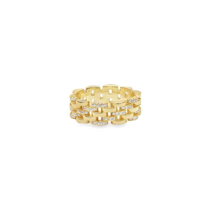 Soft rings with rose-cut gems for glow -THE PAVE CHAIN LINK RING