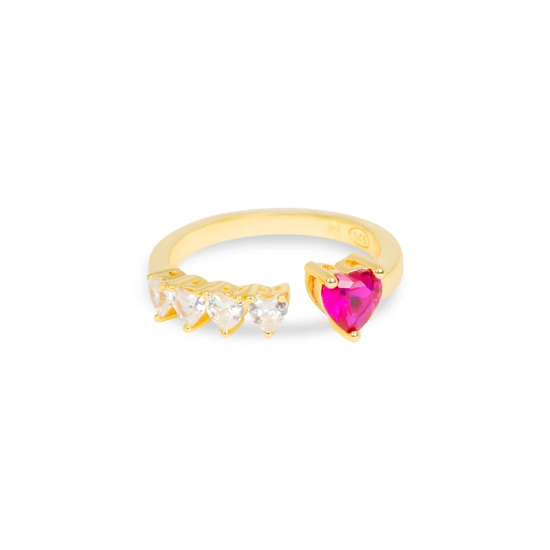 Luxe rings showcasing dazzling oversized stone centers -THE RUBY HEART CUT RING