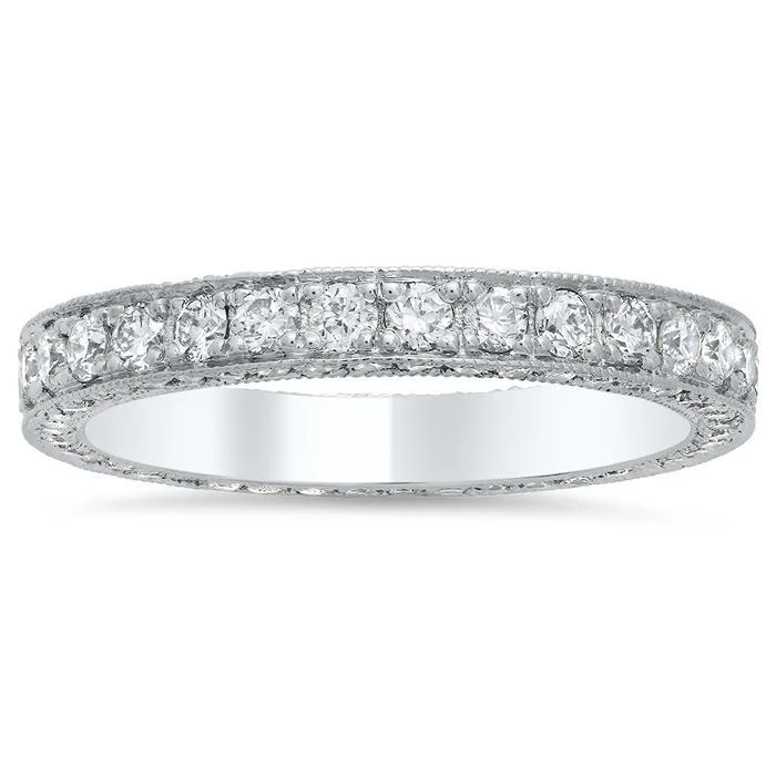 Three-Stone Diamond Rings for Symbolism-1.00 cttw Round Brilliant Cut Pave Set Diamond Eternity Band