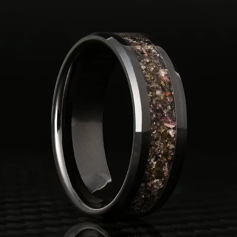 Matte rings with smooth finish for sleekness -Tourmaline Glowstone Ring on Black Ceramic