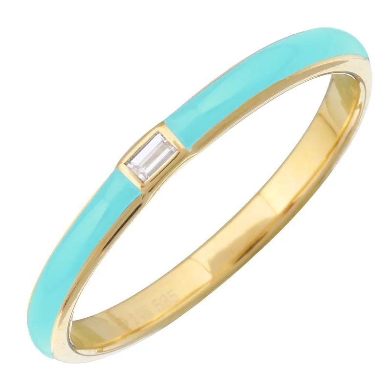 Handcrafted rings perfect for artisanal finger elegance -Turquoise Enamel Eternity Diamond Ring