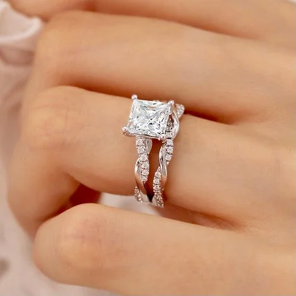 Diamond Rings for Valentine's Day-TWIST DIAMOND PAVÈ BAND - Deluxe Upgrade