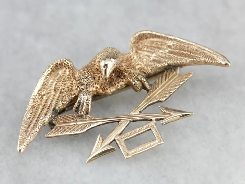 Brooches and pins with vintage stone settings charm -Antique US Military Patriotic Eagle Pin or Fraternal Brooch