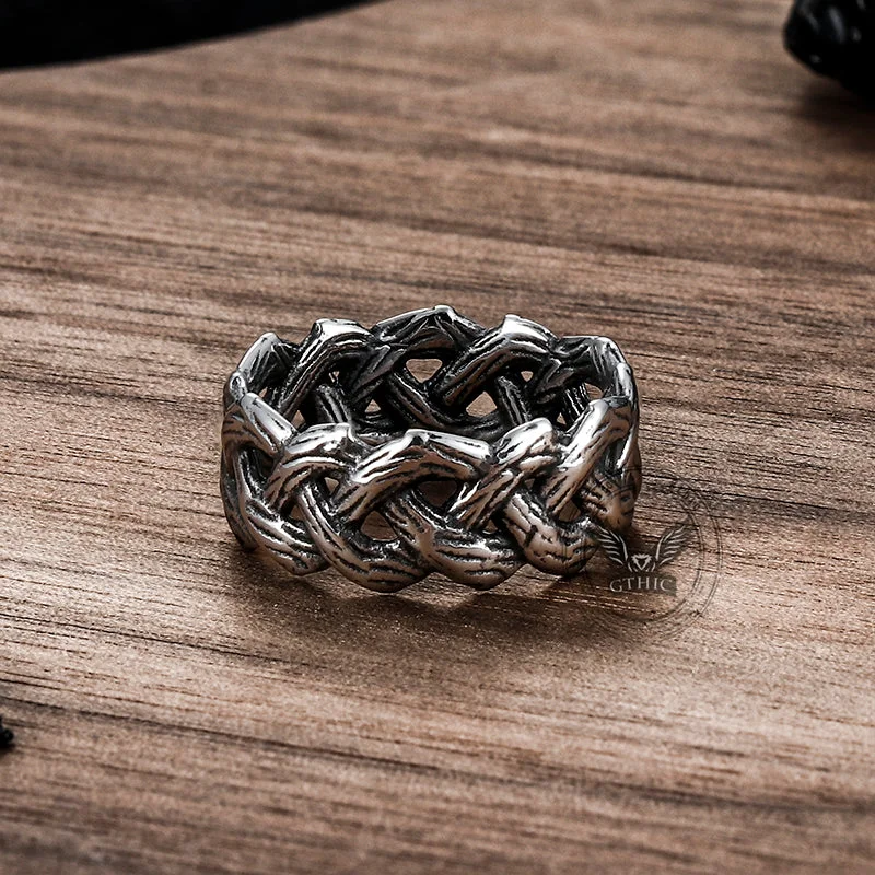 Rings perfect for holidays with gem cheer -Vintage Braided Celtic Knot Stainless Steel Ring