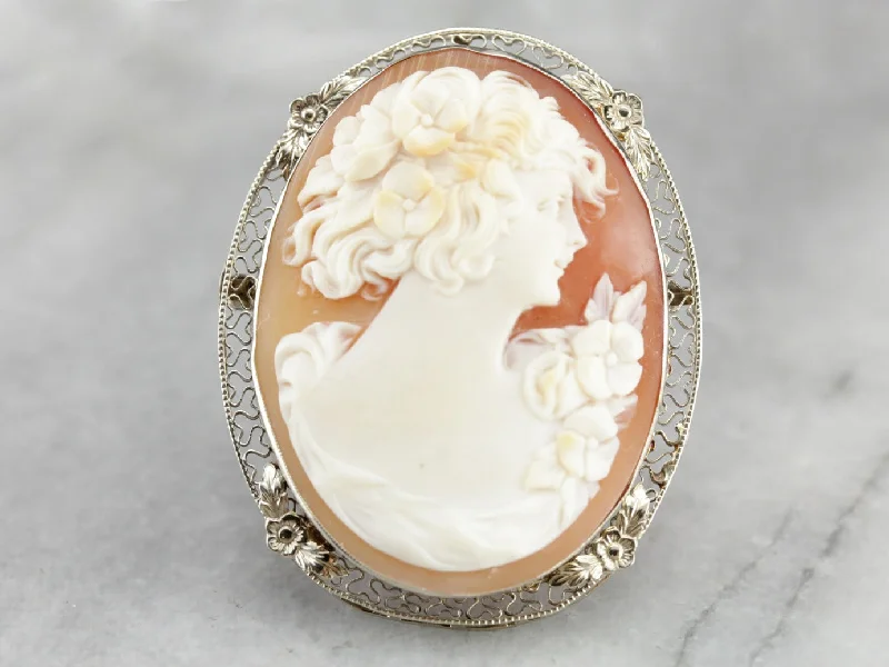 Brooches and pins featuring agate for stone bands -Vintage Romantic Cameo Brooch or Pendant