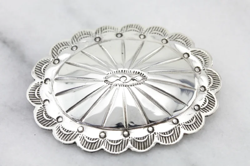 Sharp brooches and pins with angular stone elegance -Vintage Sterling Silver Southwest Style Brooch