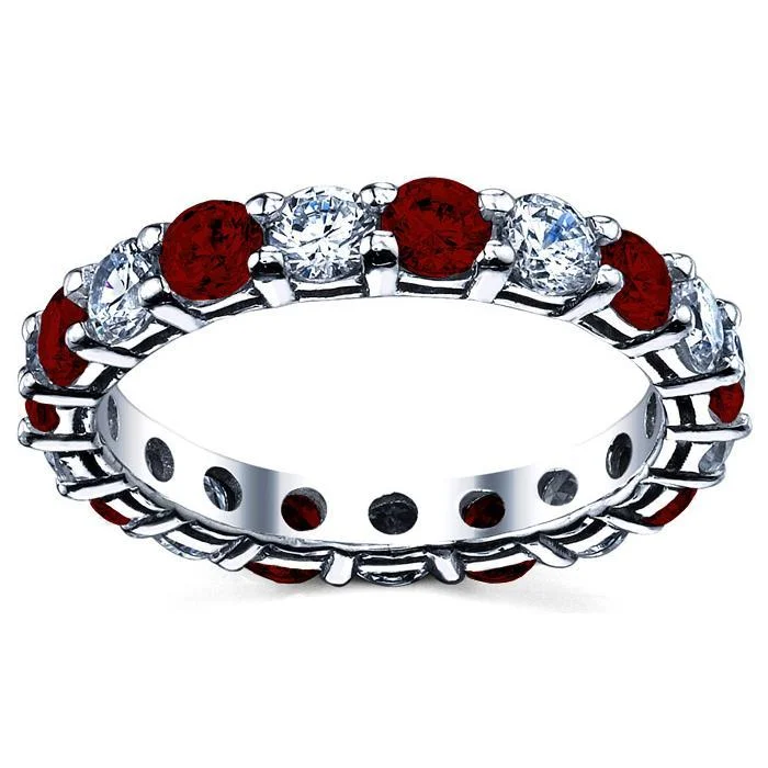 Diamond Rings with Jade Charm for Natural Look-Wedding Eternity Band with Diamond and Garnet