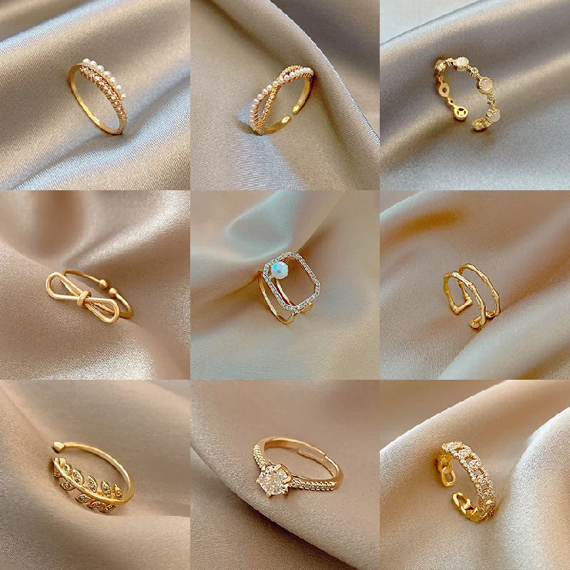 Rings inspired by rivers with flowing stones -Wholesale Copper Korean Ins Wind Adjustable Rings