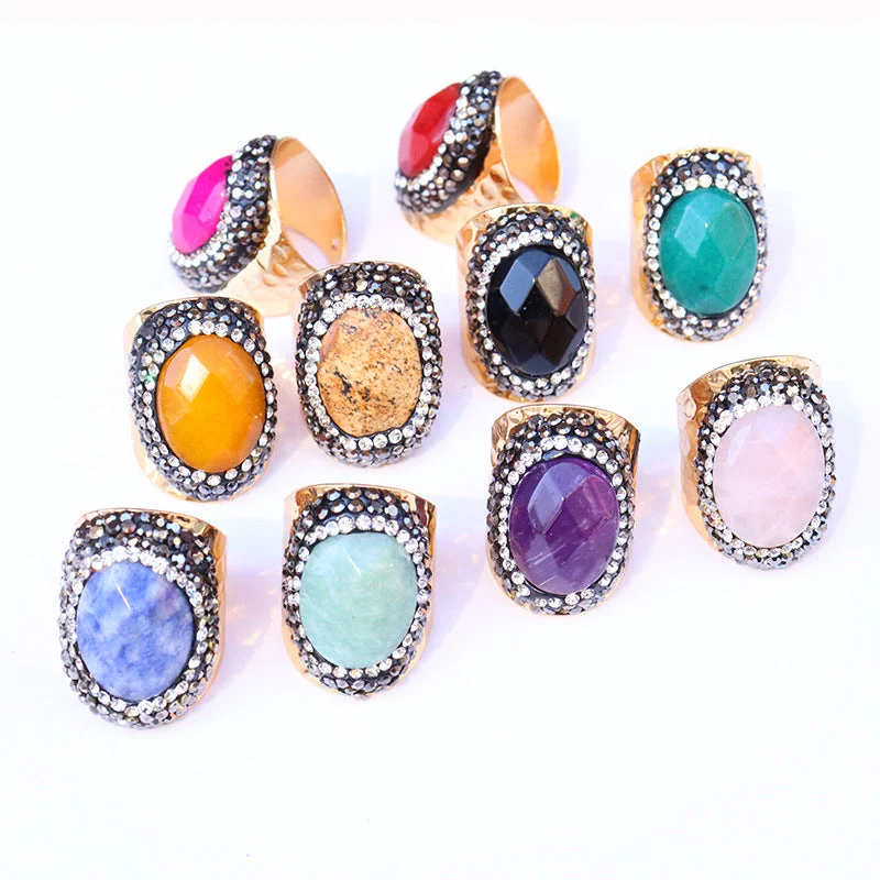 Rings perfect for gifting with gem sparkle -Wholesale Copper Natural Agate Stone Ring