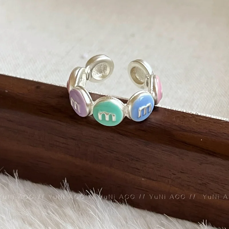 Rose gold rings for warm romantic finger glow -Wholesale Copper New Arrival M Bean Adjustable Colorful Ring