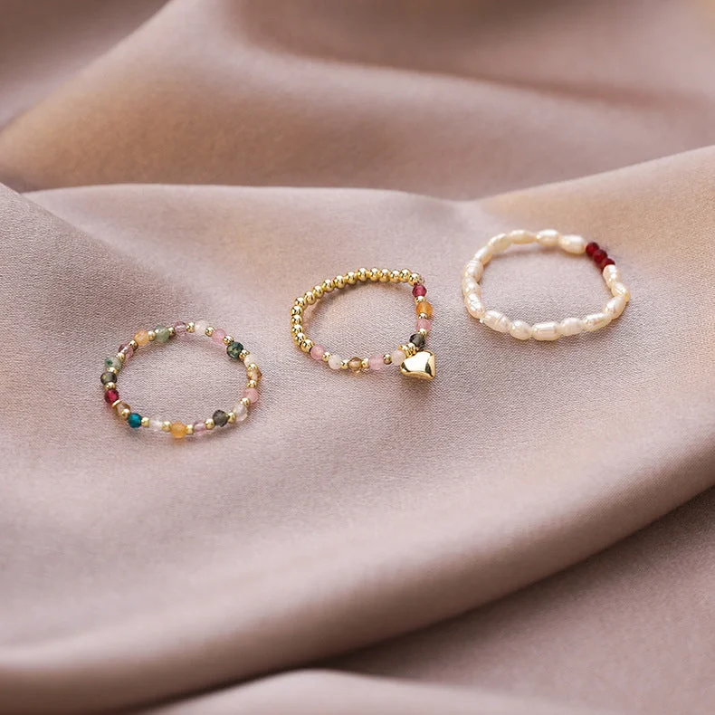 Soft rings with rose-cut gems for glow -Wholesale Freshwater Pearl Rings