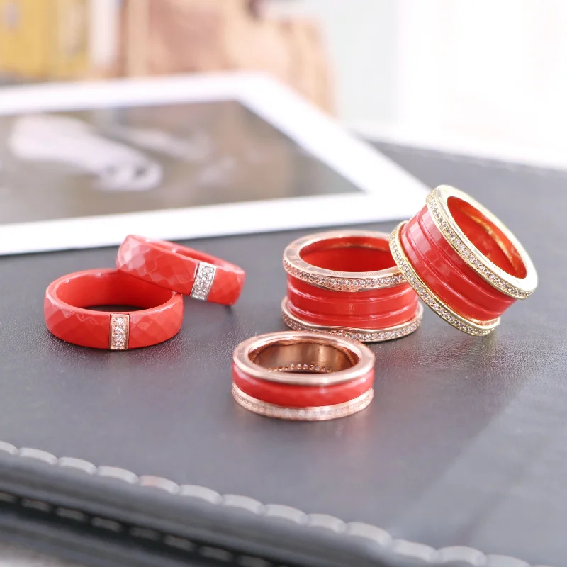 Rings featuring emerald for vibrant green charm -Wholesale Red Ceramic Ring