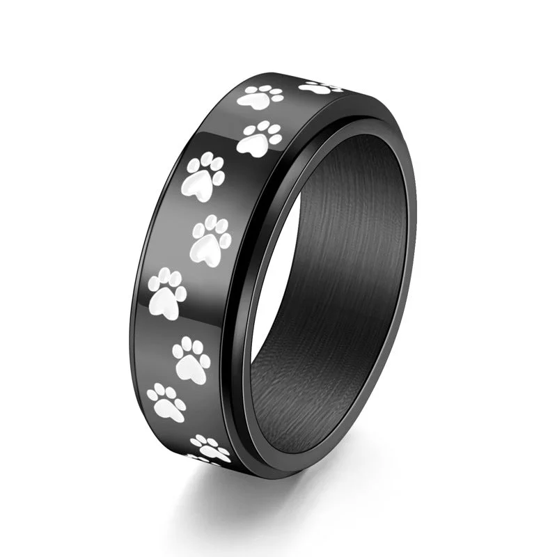 Shaped rings perfect for pairing with others -Wholesale Titanium Steel Dog Paw Ring for Men