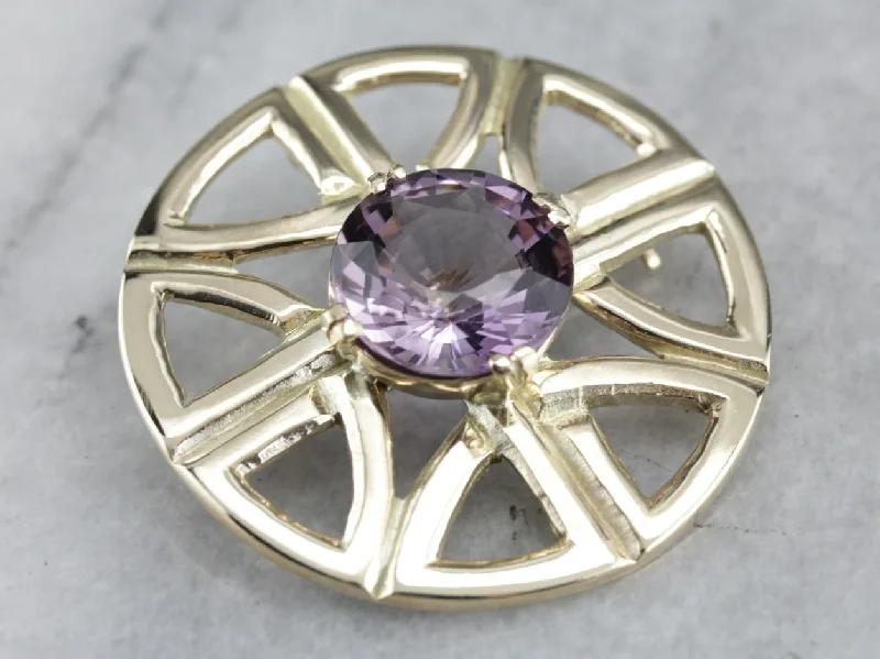 Elegant brooches and pins perfect for chic outfits -Yellow Gold Amethyst Brooch or Pendant