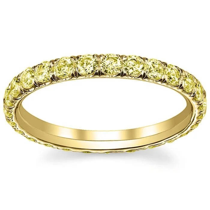 Diamond Rings for Seniors' Preference-0.75 cttw Yellow Gold Yellow Diamond Eternity Band