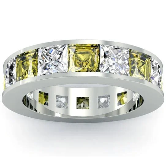 Diamond Rings for Bookworms' Taste-Yellow Sapphire and Diamond Eternity Anniversary Band