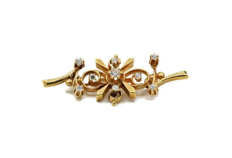 Brooches and pins perfect for weddings with gems -ANTIQUE DIAMOND BAR PIN