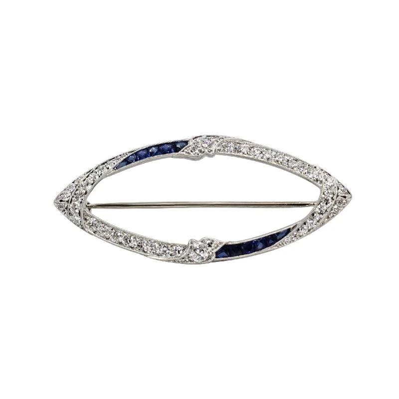 Brooches and pins with thin pins for ease -DIAMOND AND SAPPHIRE PIN