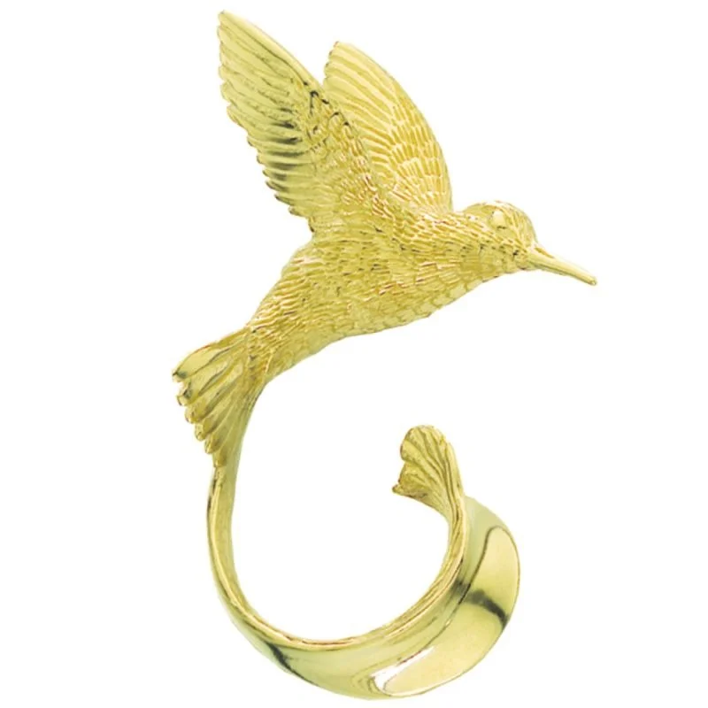 Light brooches and pins for all-day wear ease -Grainger McKoy 14K Yellow Gold Hummingbird Pin