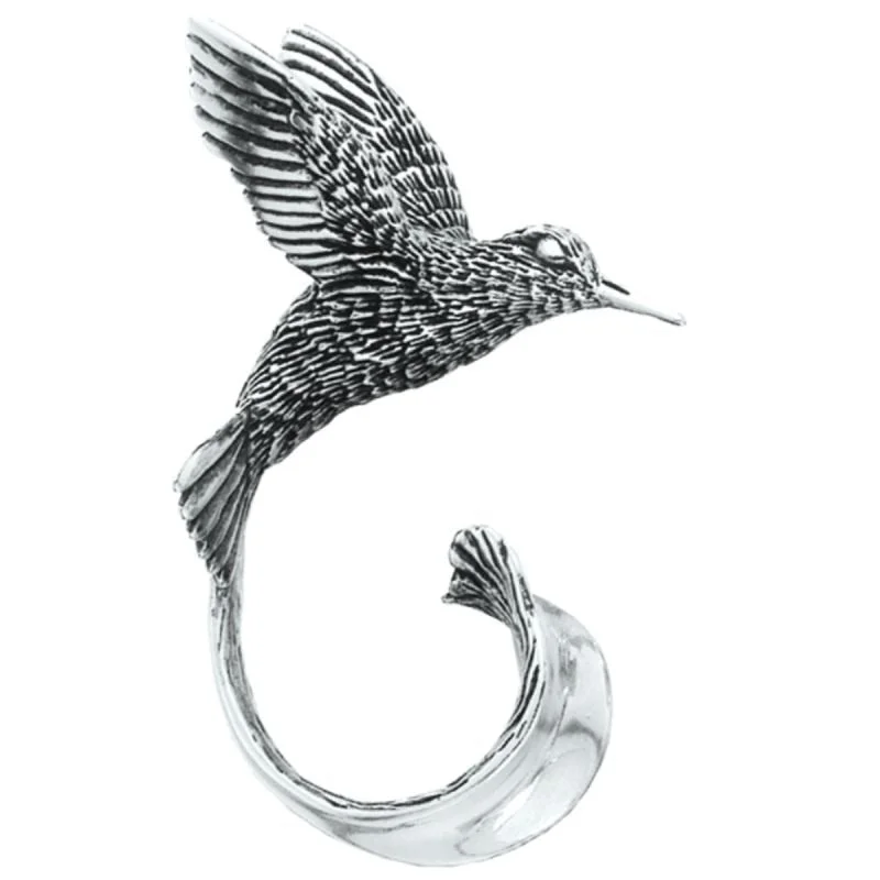 Adjustable brooches and pins for easy pinning fit -Grainger McKoy Sterling Silver Hummingbird Pin