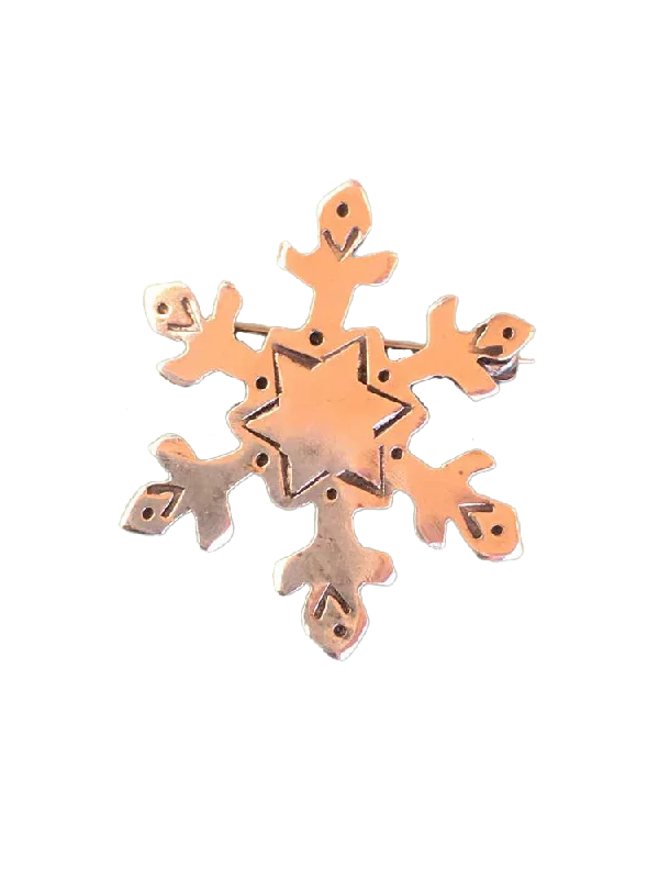 Etched brooches and pins with stone detail flair -Snowflake Pin