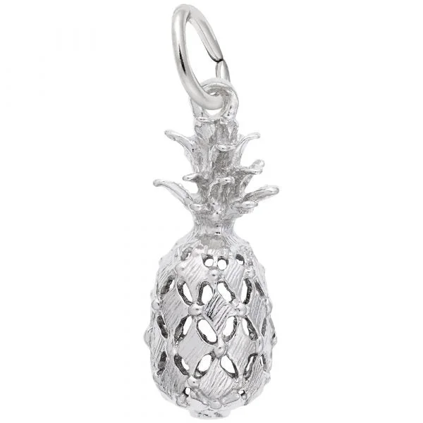 Raw brooches and pins with natural stone charm -Sterling Silver Pineapple Charm