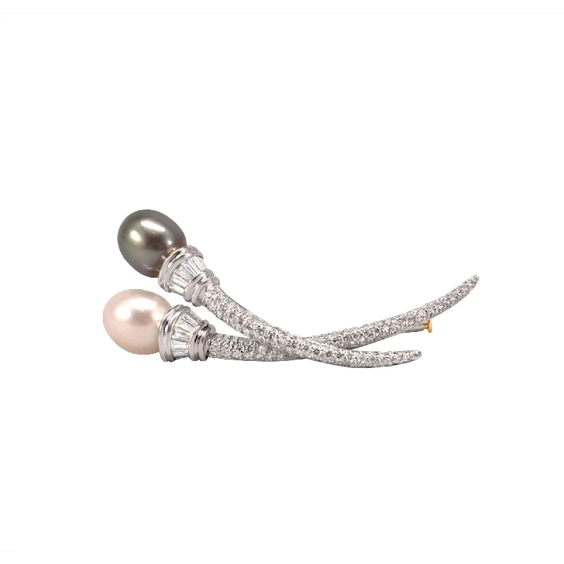 Elegant brooches and pins perfect for chic outfits -TAHITIAN PEARL AND DIAMOND PIN